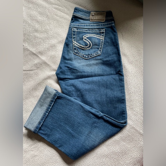 Silver Cropped Jeans - Picture 1 of 2